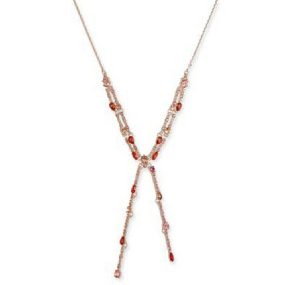 Elegant INC Rose Gold-Tone Multi-Crystal Lariat Necklace – Save 66% Today!